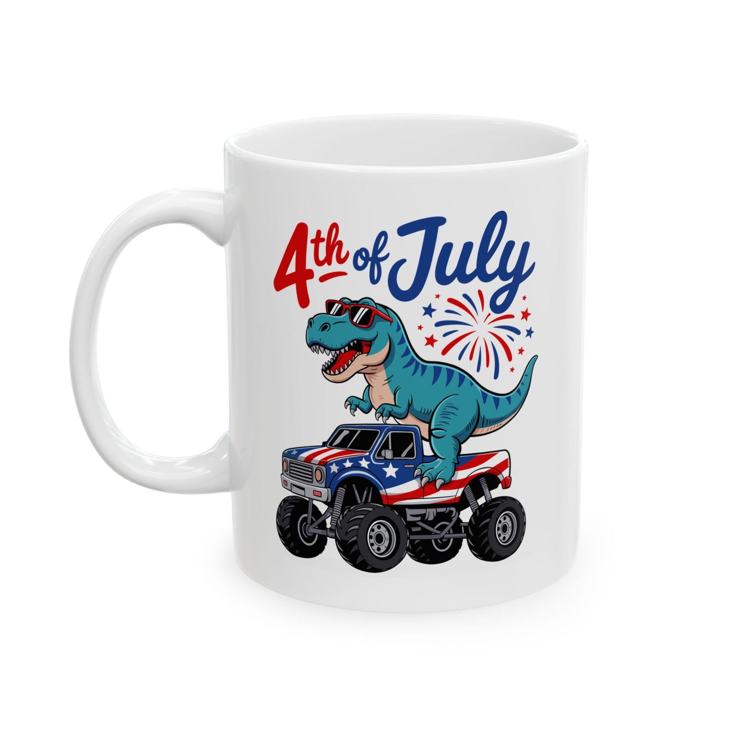 4th of July Mug - T Rex Monster Truck USA