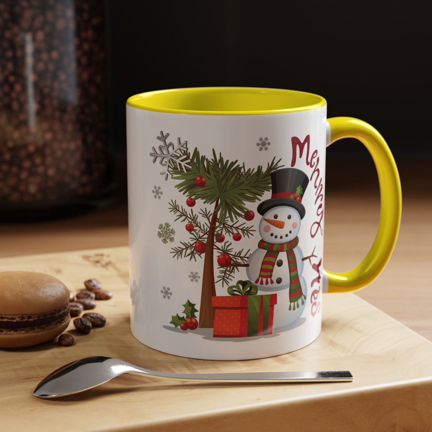Christmas Mug - Merry Xmas Snowman Tree Present