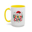 Christmas Mug - Grandma Claus Green Yellow & Red Text Hat Lights Stars