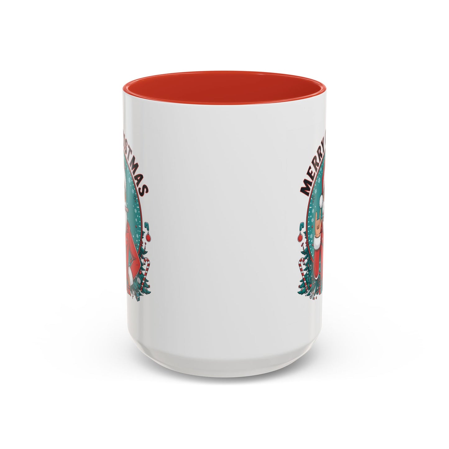 Christmas Mug - Merry Christmas Black & Red Text Cool Santa