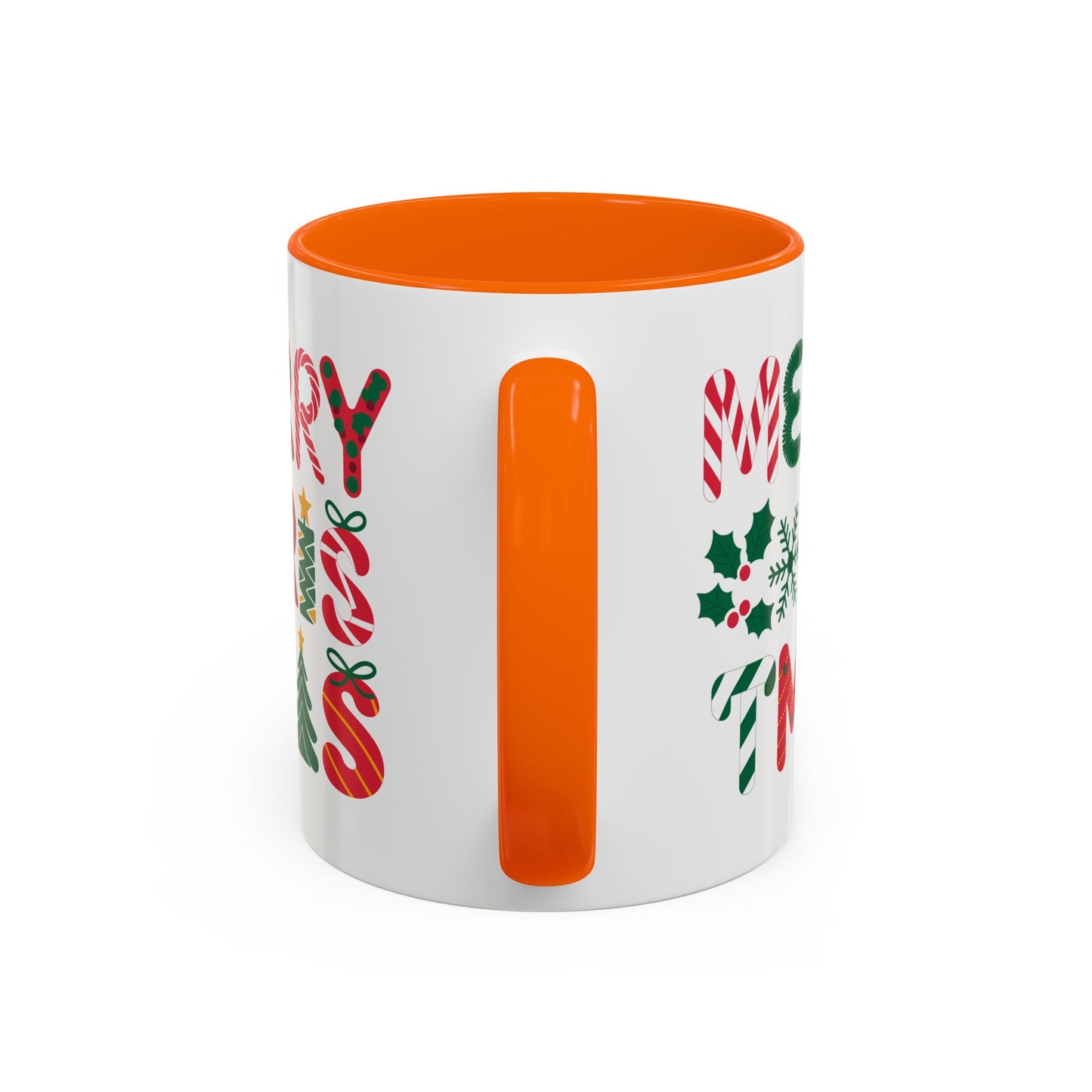 Christmas Mug - Merry Christmas Red Green & Gold Decorative Text
