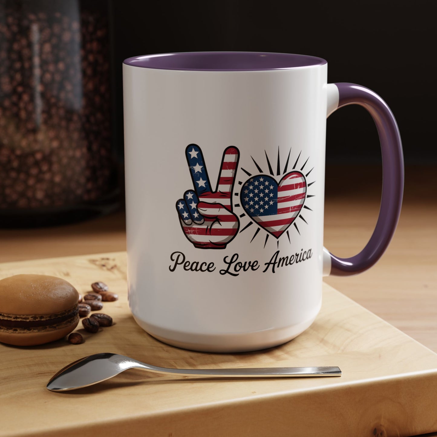 4th of July Mug - Peace Love America