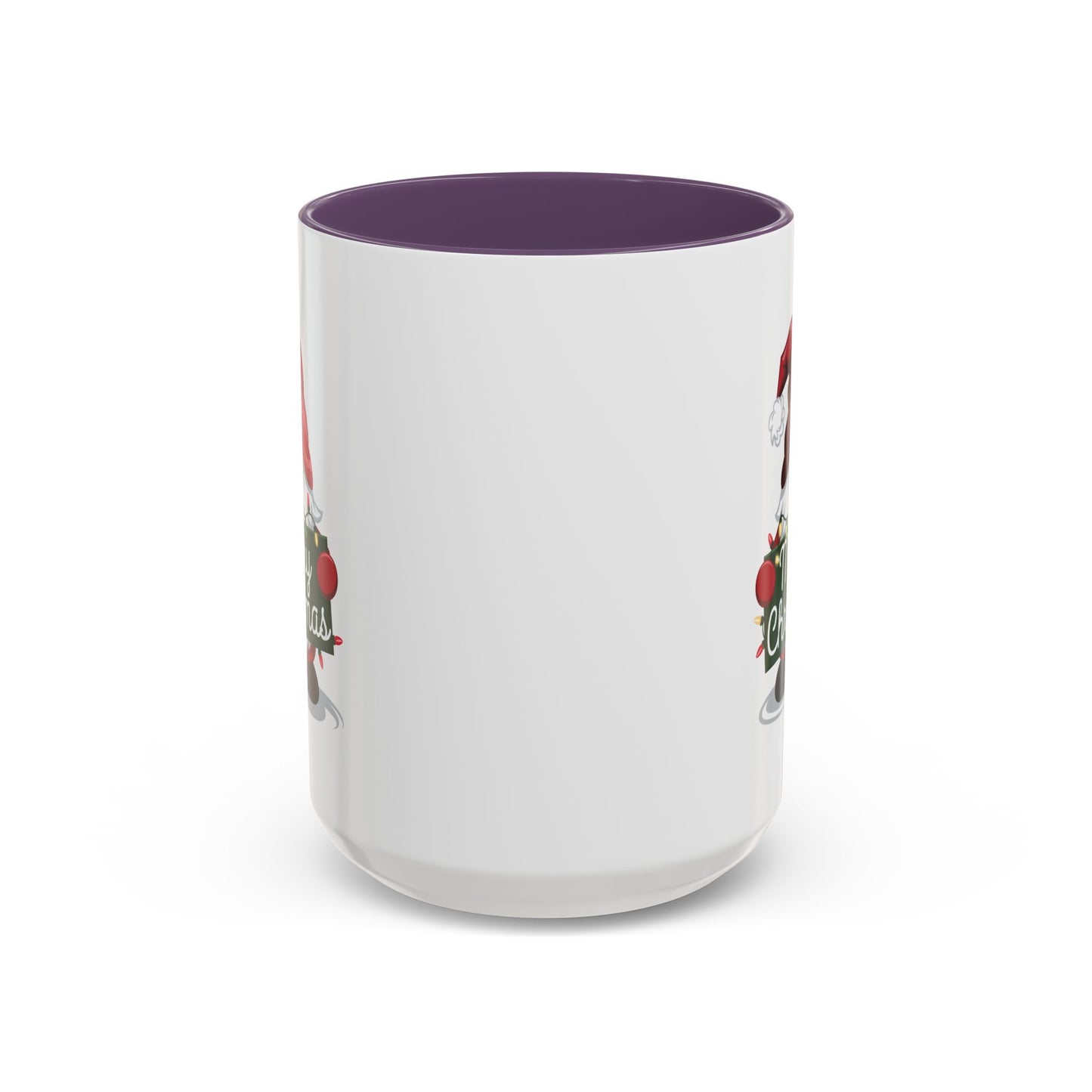 Christmas Mug - Merry Christmas White & Green Text Gnome Lights
