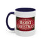 Christmas Mug - Merry Christmas Cream Text Maroon Background