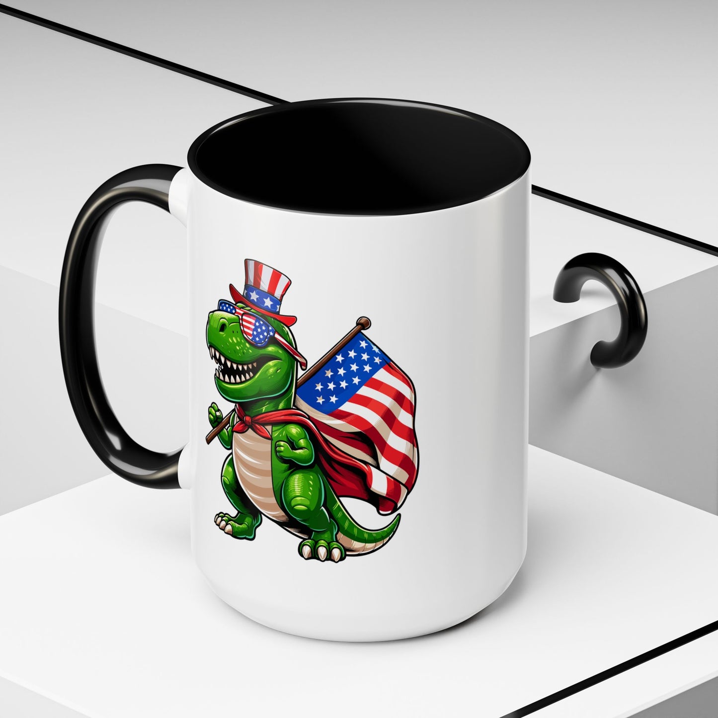 4th of July Mug - T Rex Dinosaur USA Flag