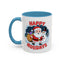 Christmas Mug - Happy Holidays Red & White Text Santa Snowman