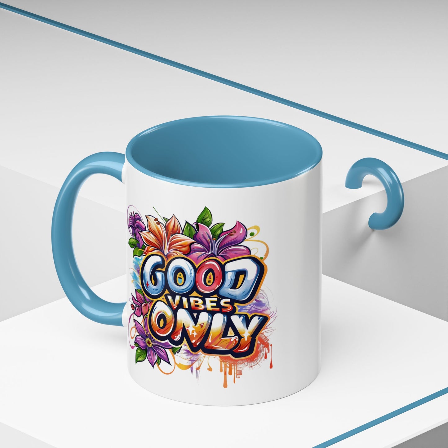 Wellness Mug - Good Vibes Only Graffiti Flowers