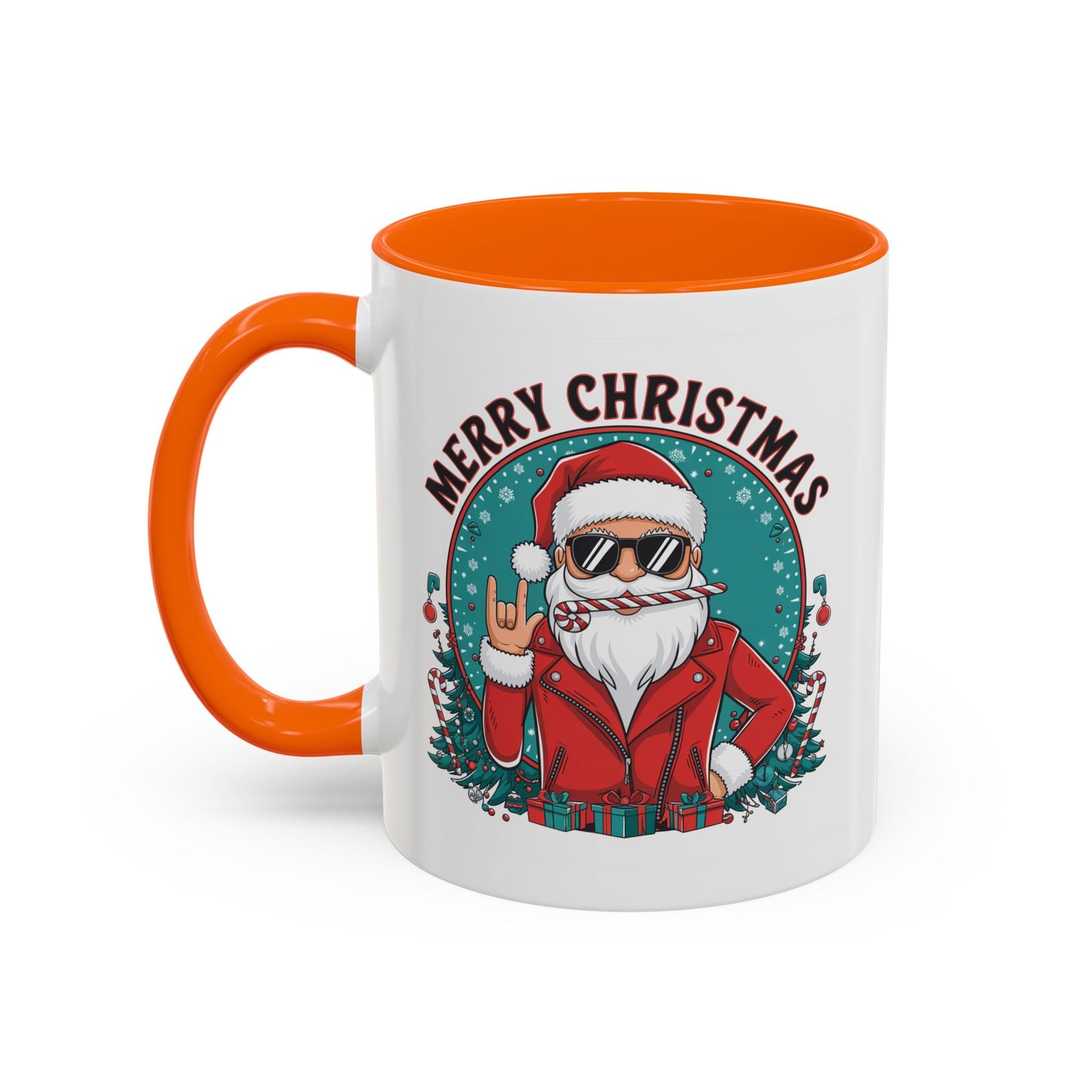 Christmas Mug - Merry Christmas Black & Red Text Cool Santa