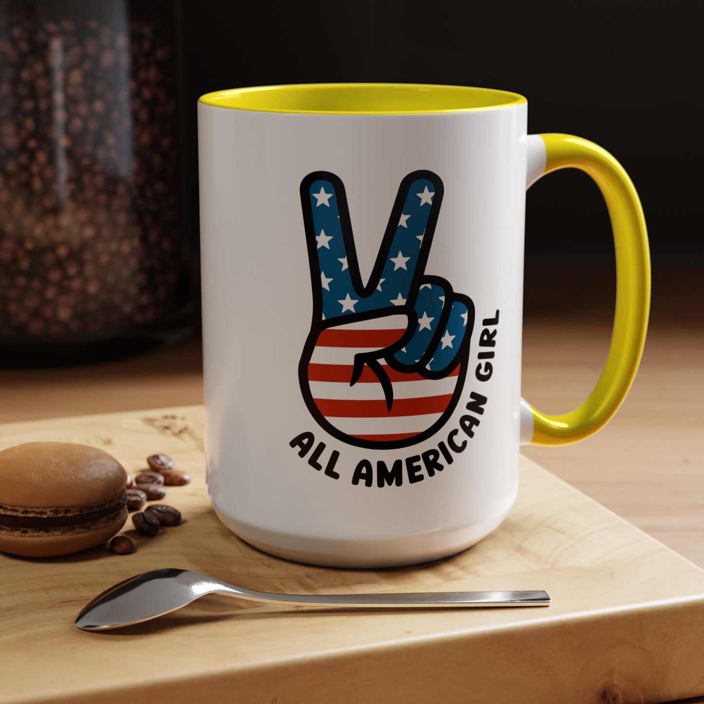 4th of July Mug - All American Girl Peace Sign