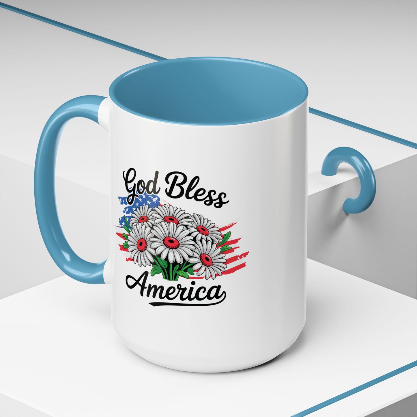 4th of July Mug - God Bless America Daisies