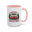 Christmas Mug - Merry Christmas Maroon Text Camper Trees