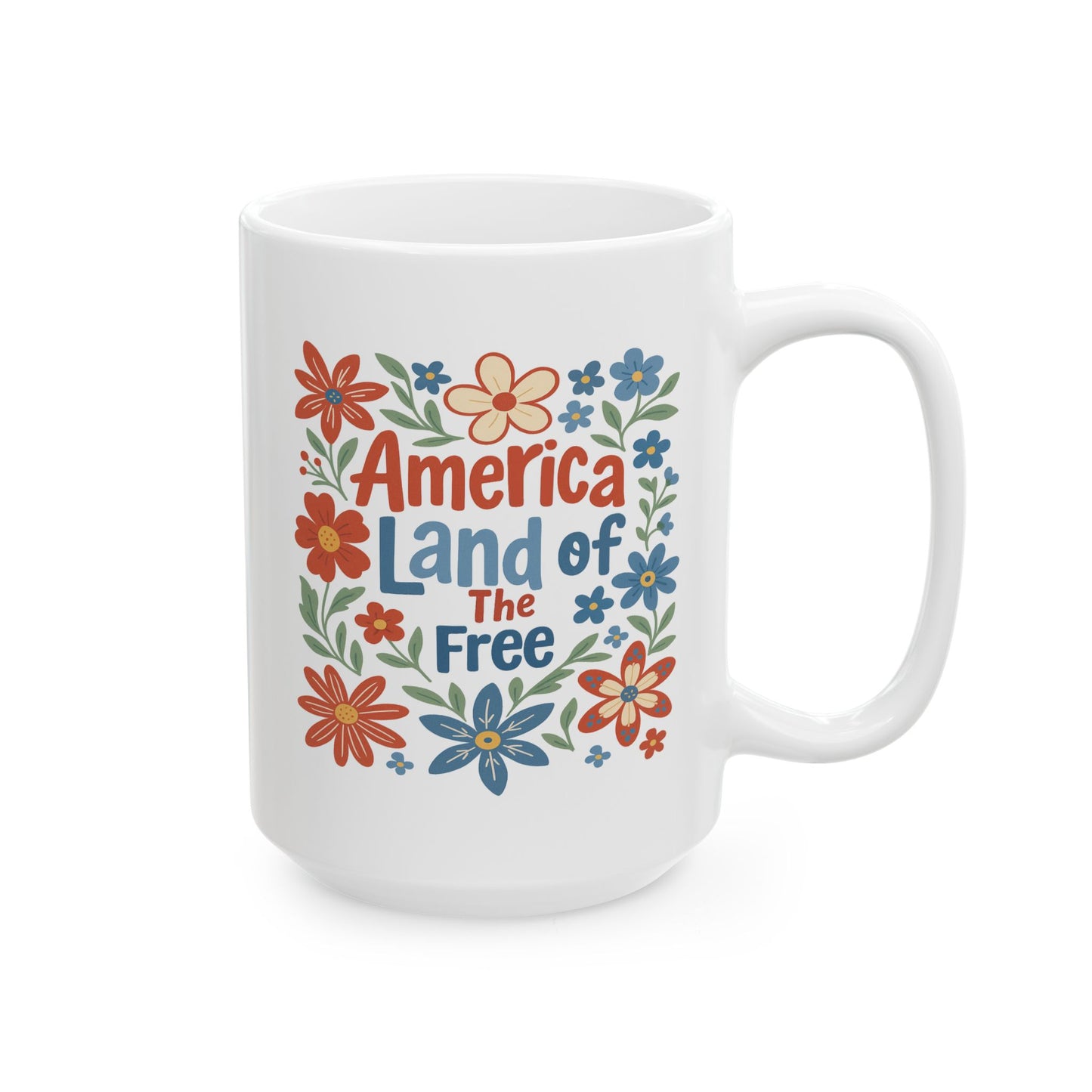 4th of July Mug - America Land of the Free Floral