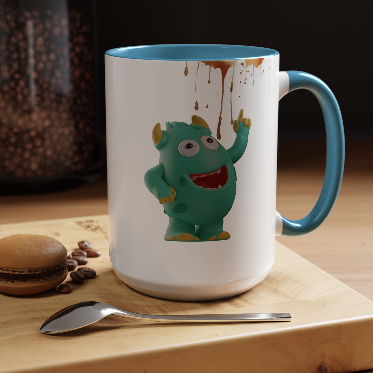 Humor Mug - Monster Drinks Coffee Spill