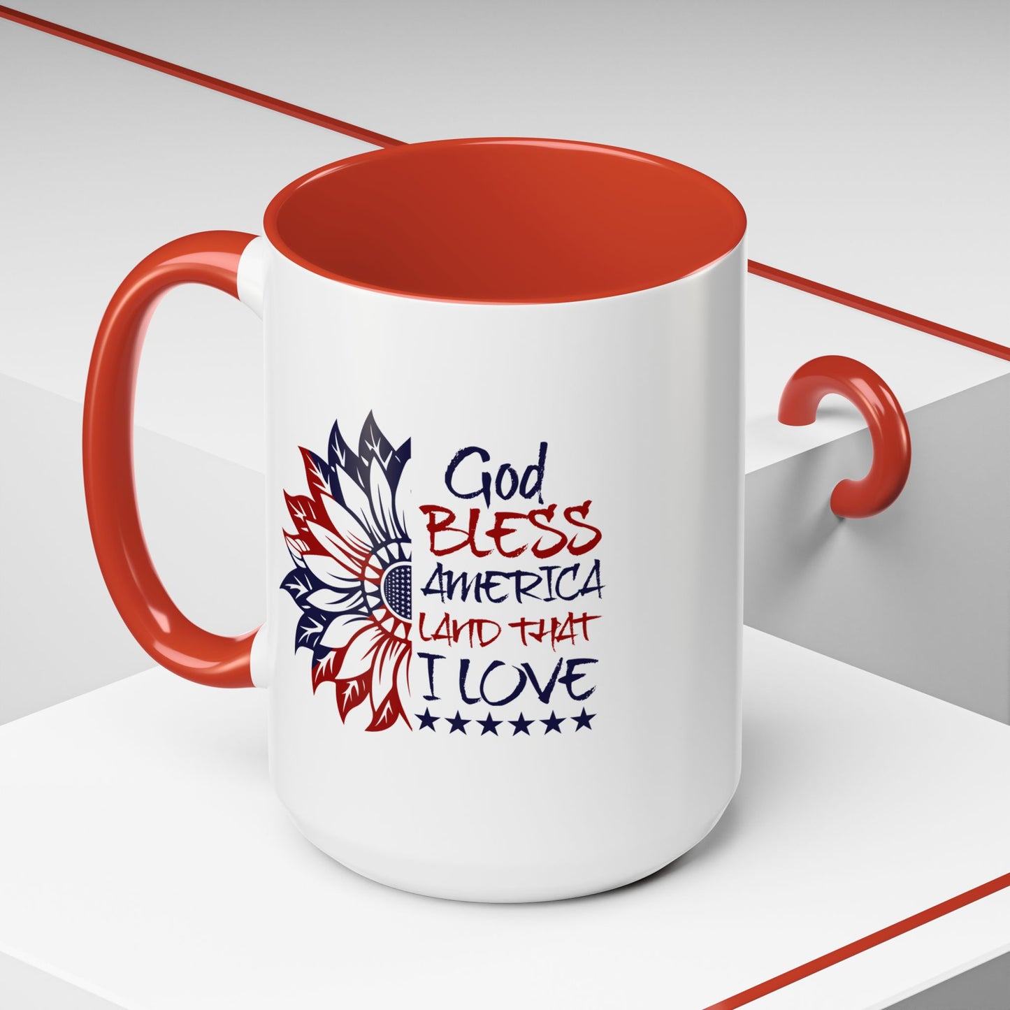 4th of July Mug - God Bless America Sunflower