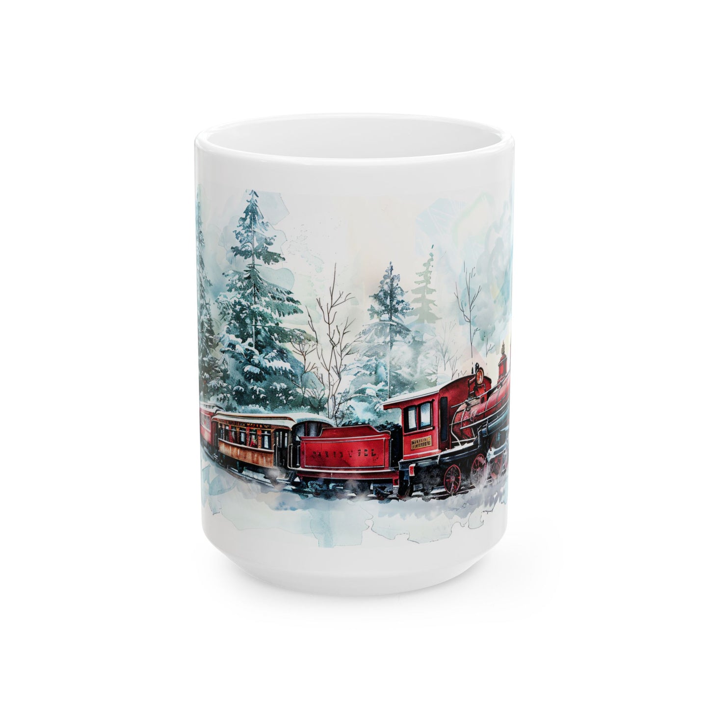 Christmas Mug - Snowy Landscape Train Wrap 1