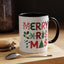 Christmas Mug - Merry Christmas Red Green & Gold Decorative Text
