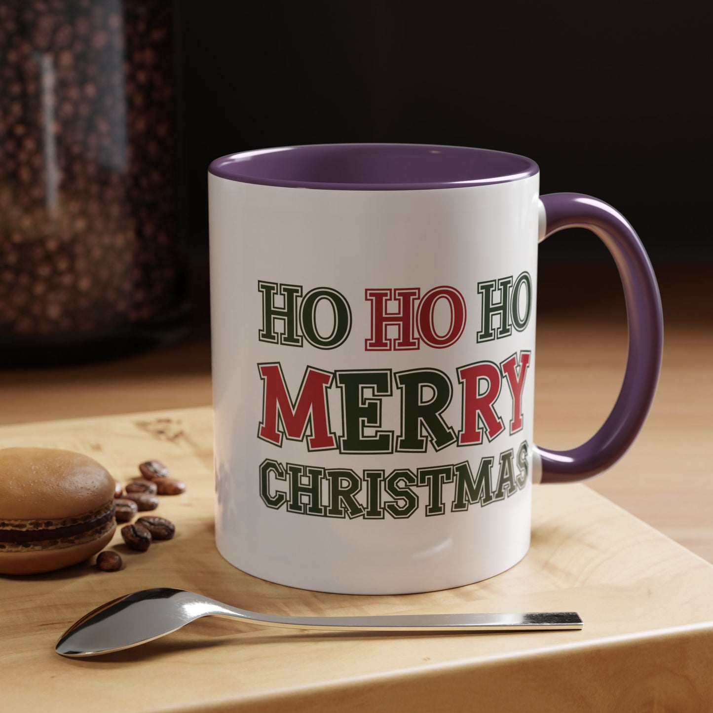 Christmas Mug - Ho Ho Ho Merry Christmas Green & Red Text 2