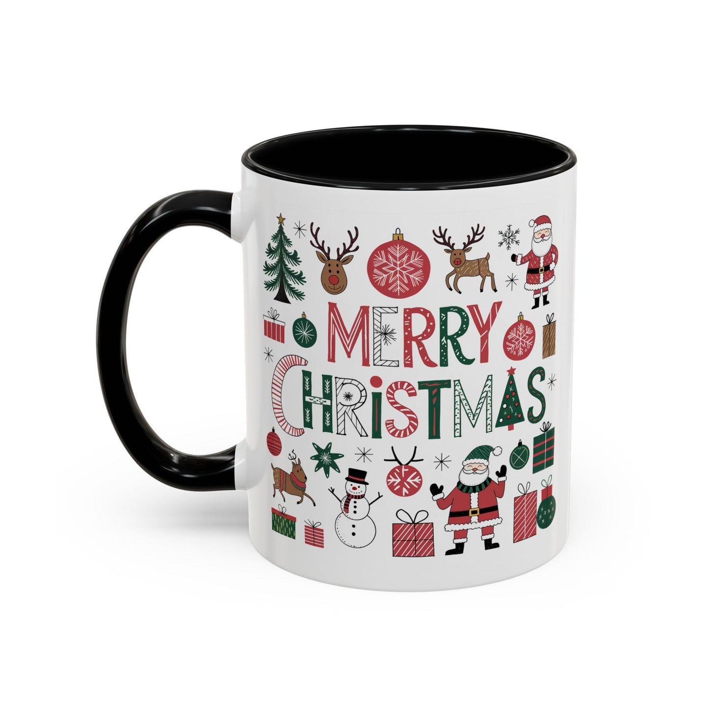 Christmas Mug - Merry Christmas Red White & Green Text Collage
