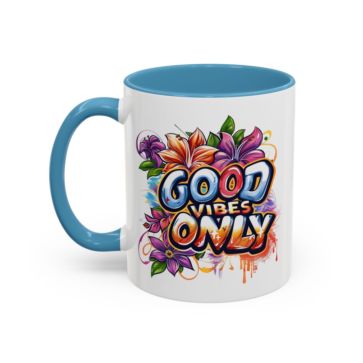 Wellness Mug - Good Vibes Only Graffiti Flowers