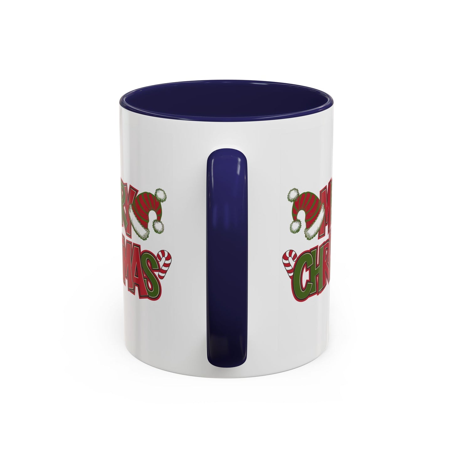 Christmas Mug - Merry Christmas Red & Green Text Hats Candy Canes