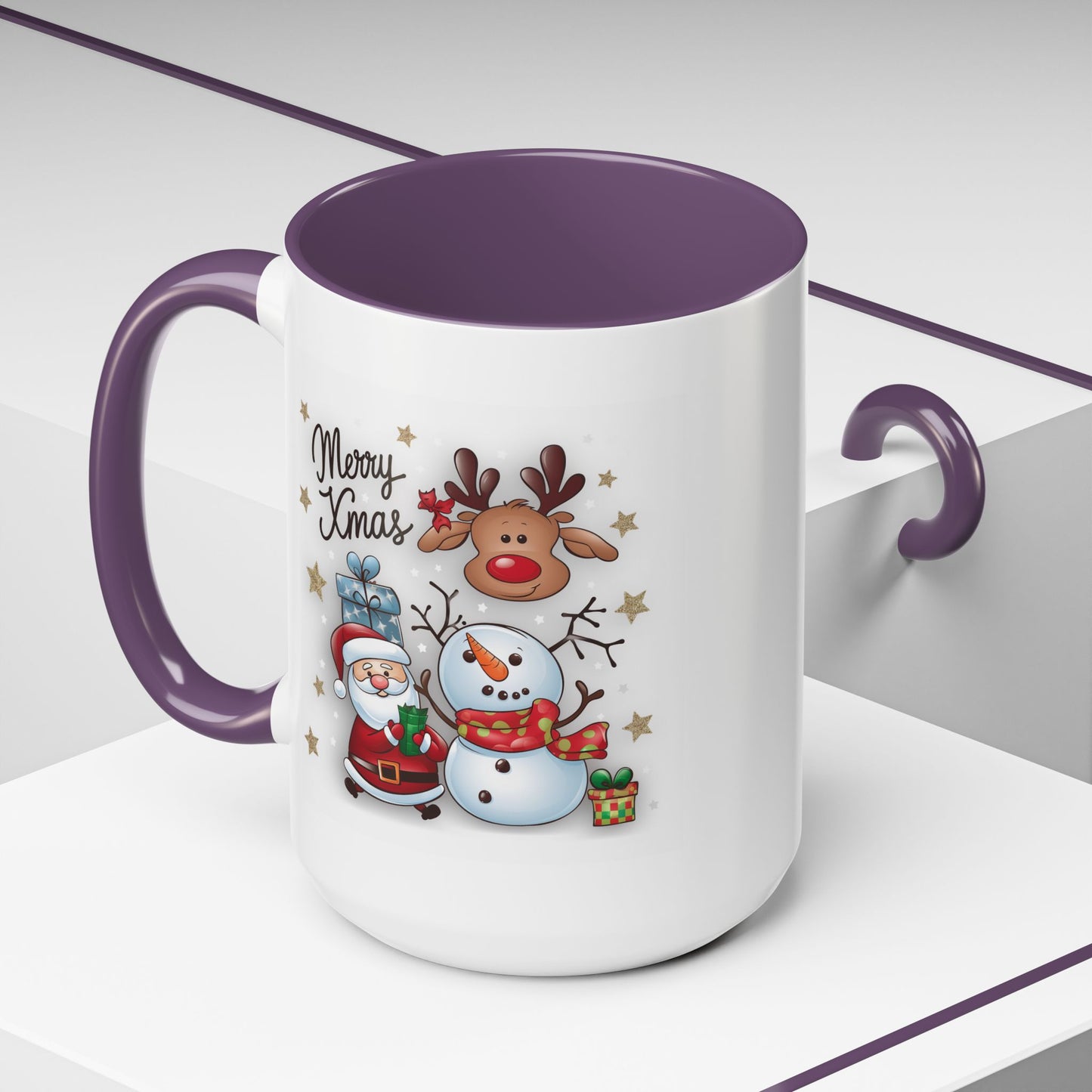 Christmas Mug - Merry Xmas Santa Snowman Reindeer