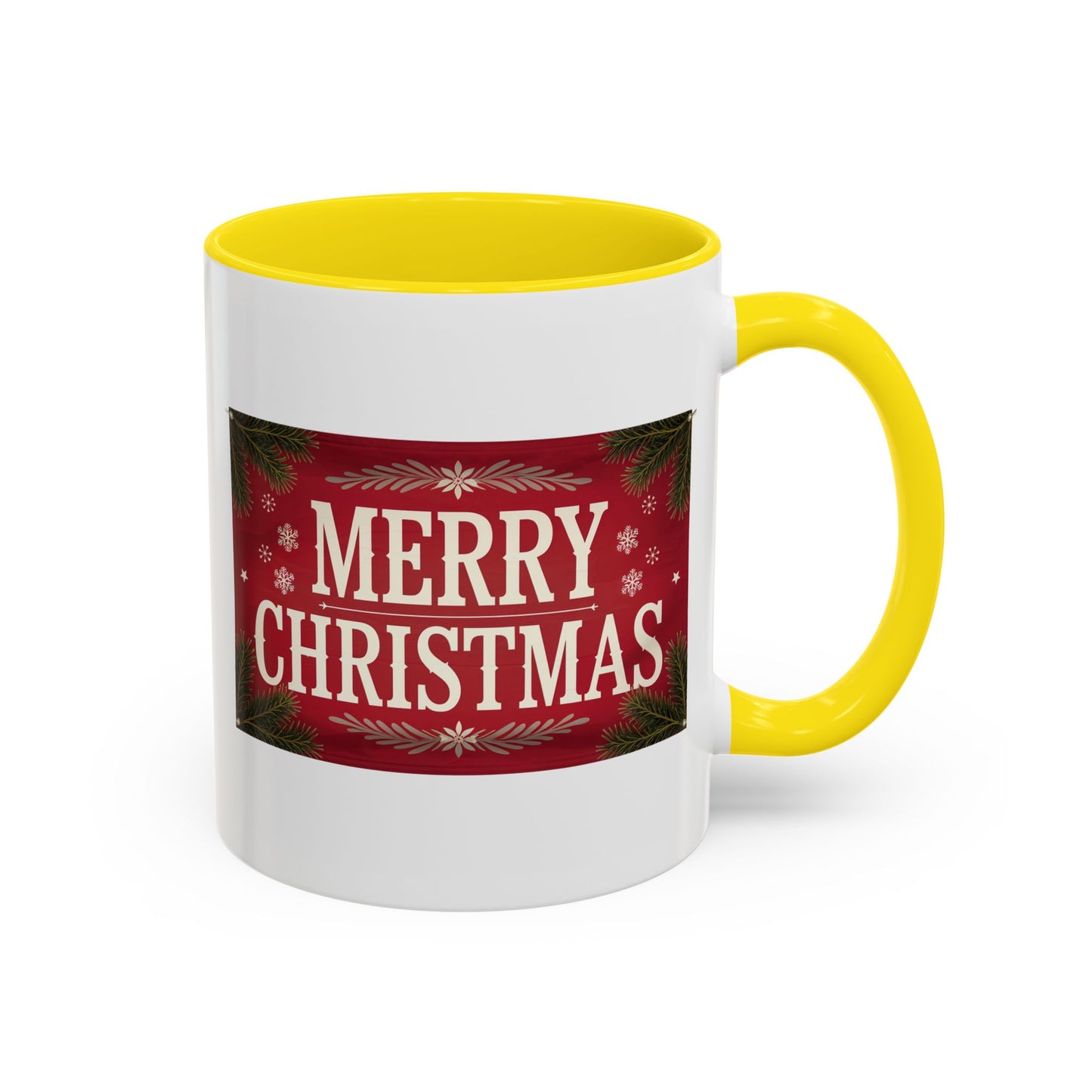 Christmas Mug - Merry Christmas Cream Text Maroon Background
