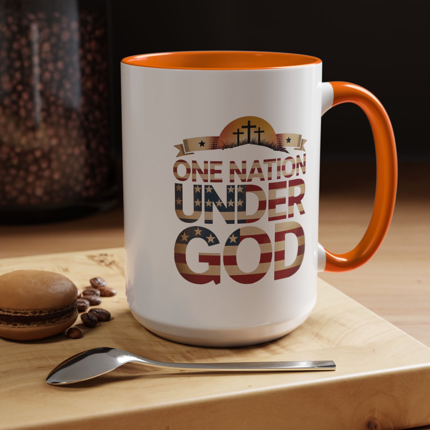 4th of July Mug - One Nation Under God Cross Flag