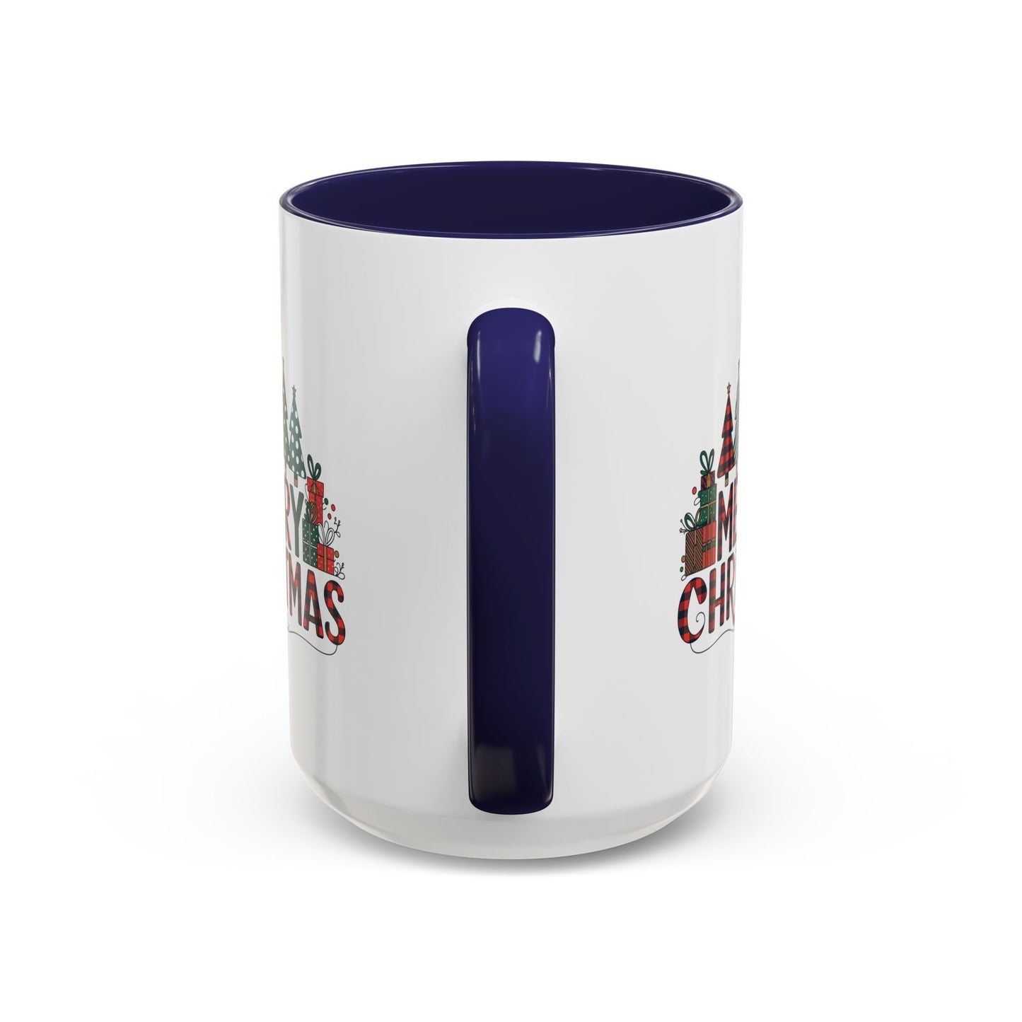 Christmas Mug - Merry Christmas Tartan Text Trees Presents