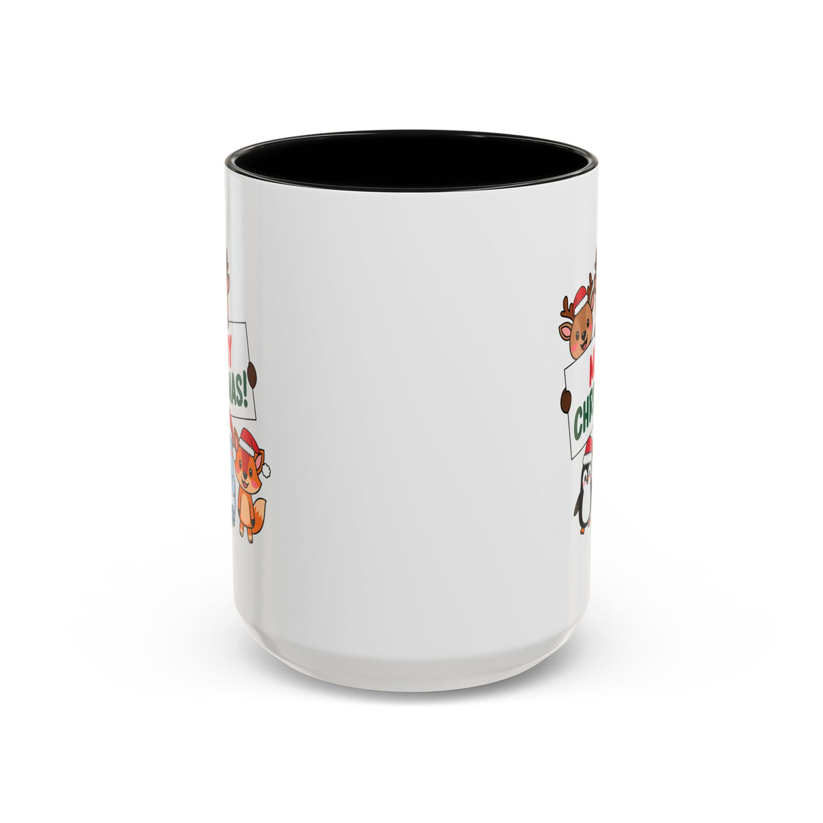 Christmas - Merry Christmas Red & Green Text Reindeer Penguin Bear Fox