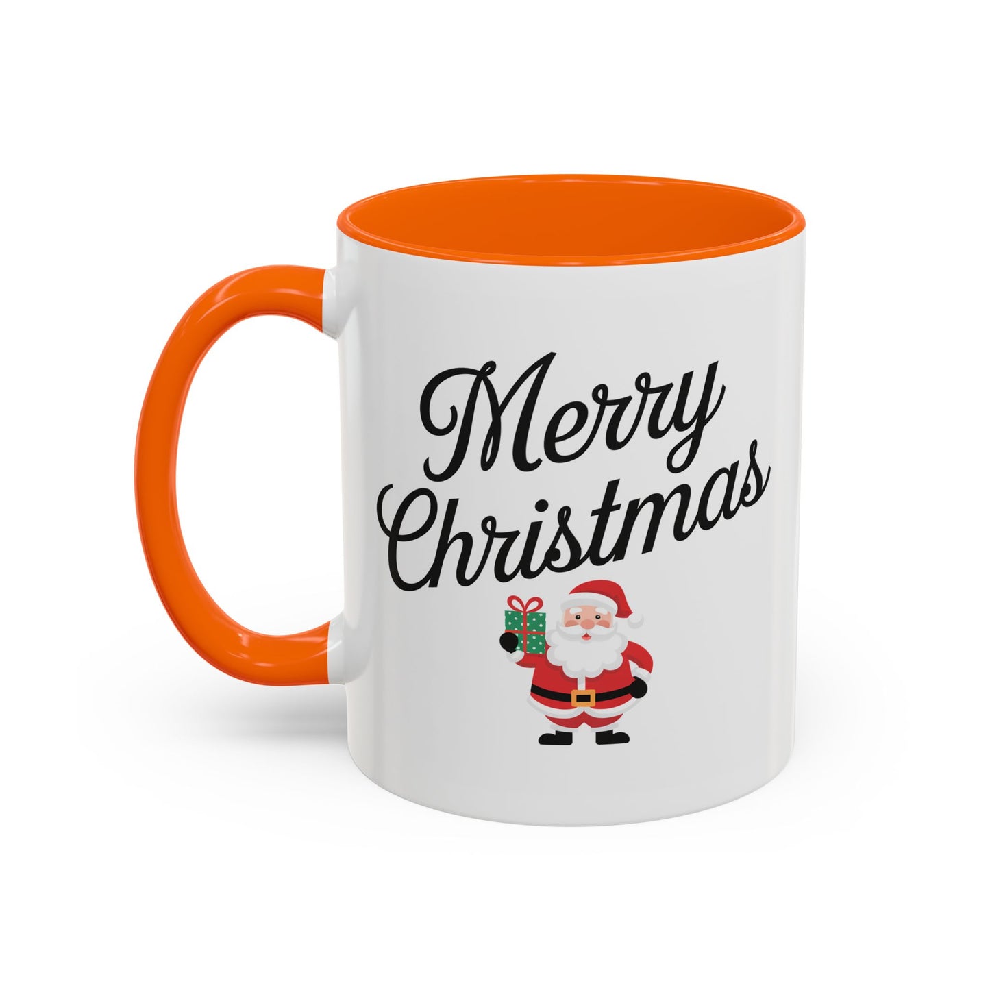 Christmas Mug - Merry Christmas Black Text Santa Present