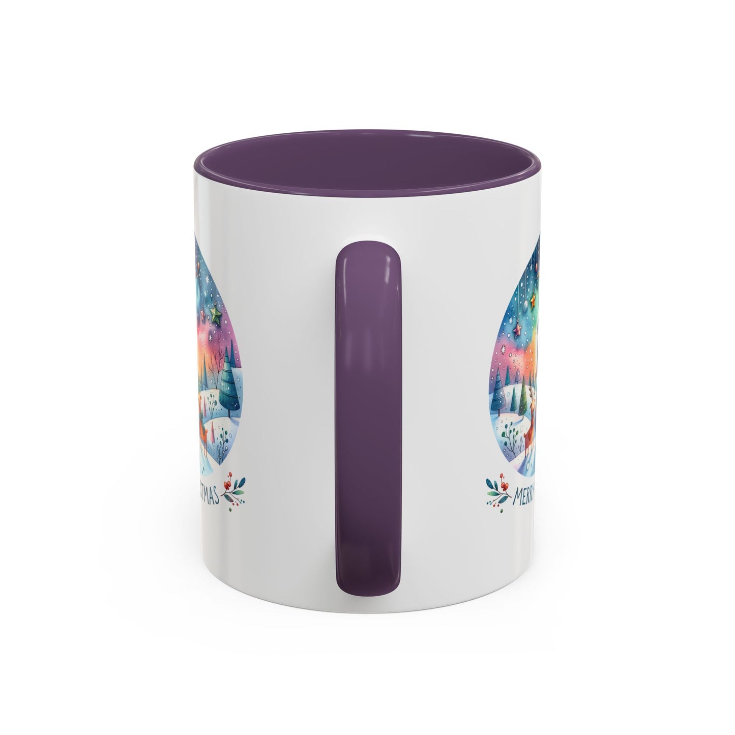 Christmas Mug - Merry Christmas Blue Text Snowman Star Reindeer