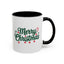 Christmas Mug - Merry Christmas Green Text Ornaments Candy Canes
