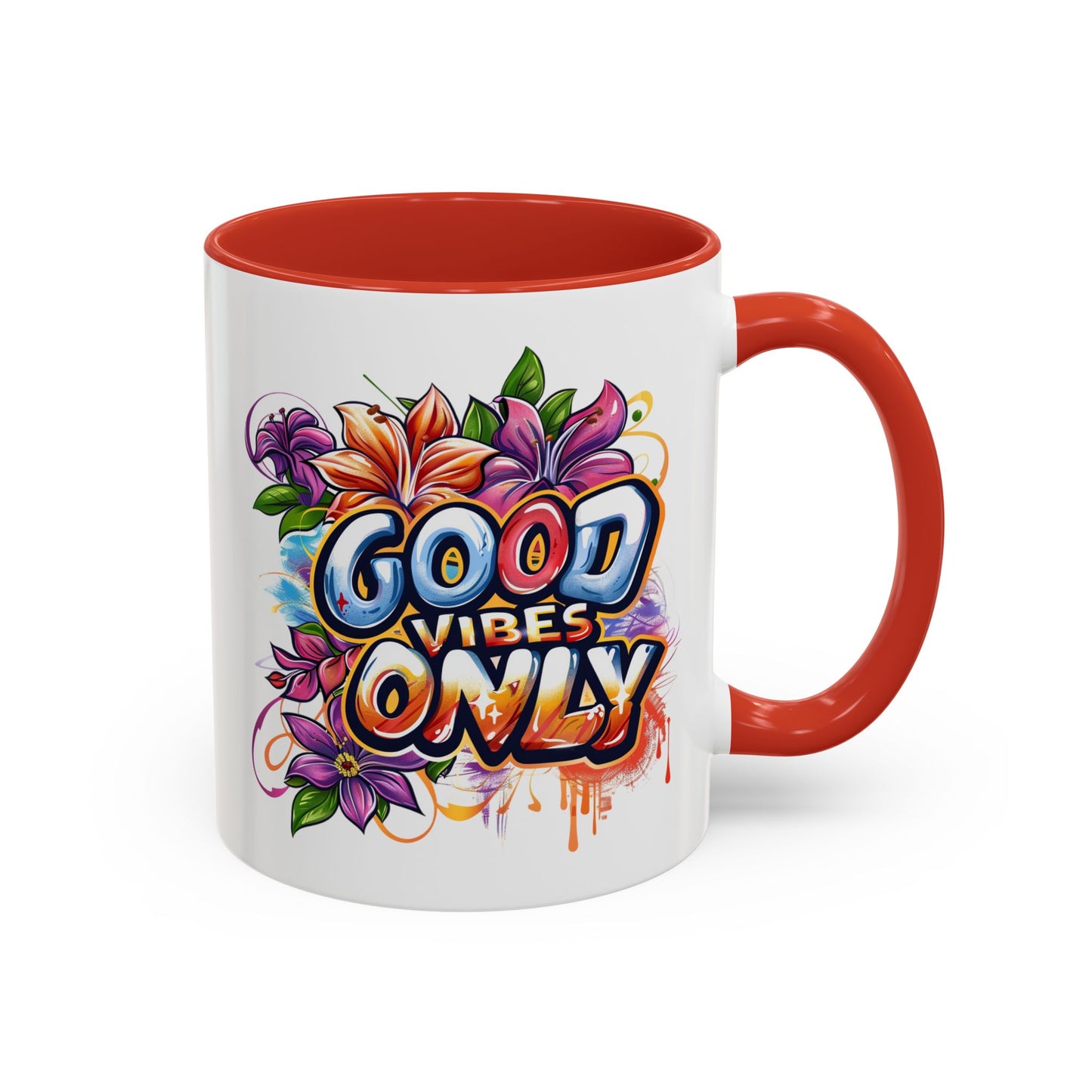 Wellness Mug - Good Vibes Only Graffiti Flowers