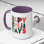 Christmas Mug - Happy Holidays Green Red & Blue Decorative Text