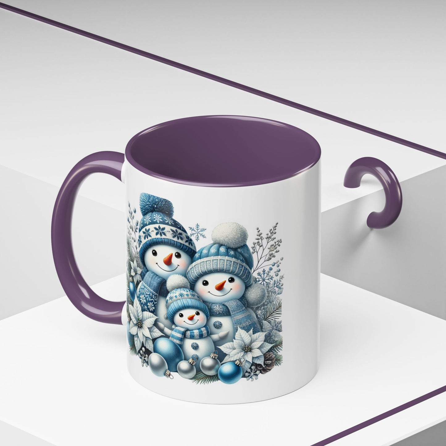 Christmas Mug - Blue Snowman Family