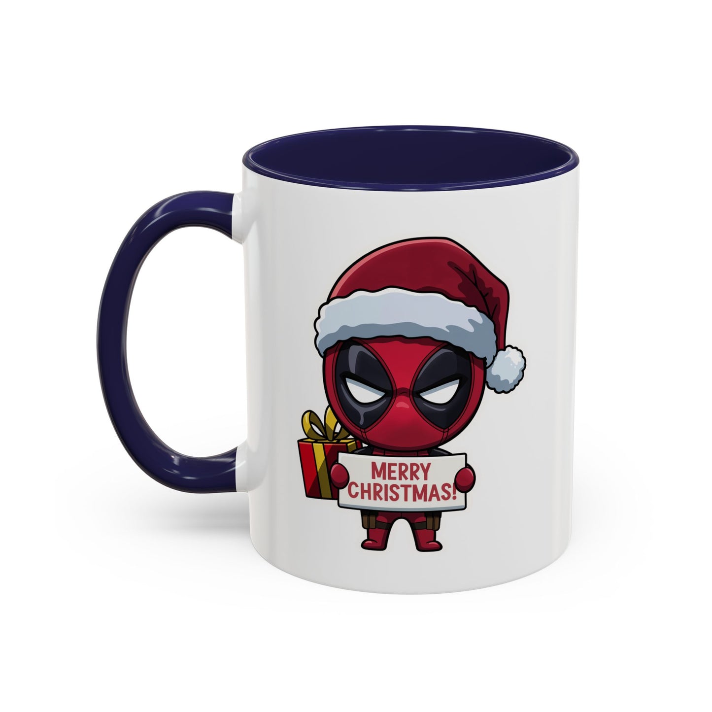 Christmas Mug - Merry Christmas Red Text Superhero