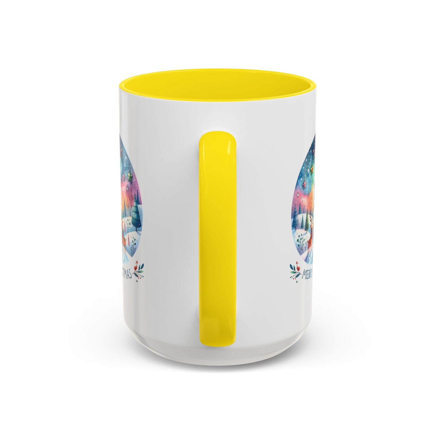 Christmas Mug - Merry Christmas Blue Text Snowman Star Reindeer