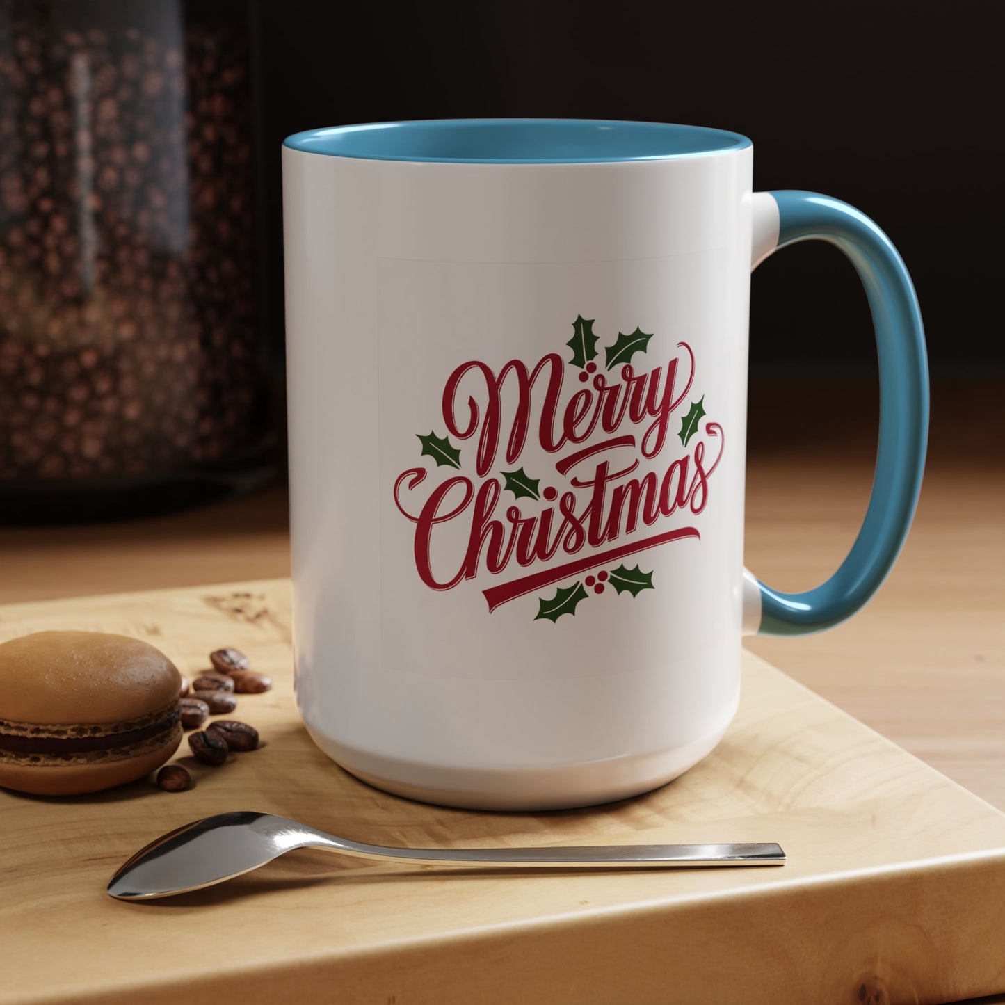 Christmas Mug - Merry Christmas Red Text Mistletoe