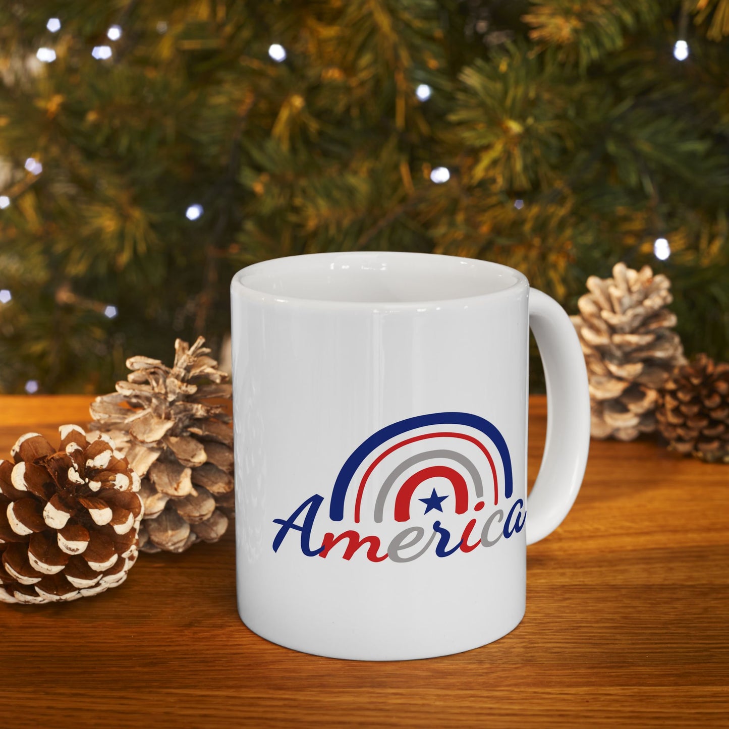 4th of July Mug - America Patriotic Rainbow