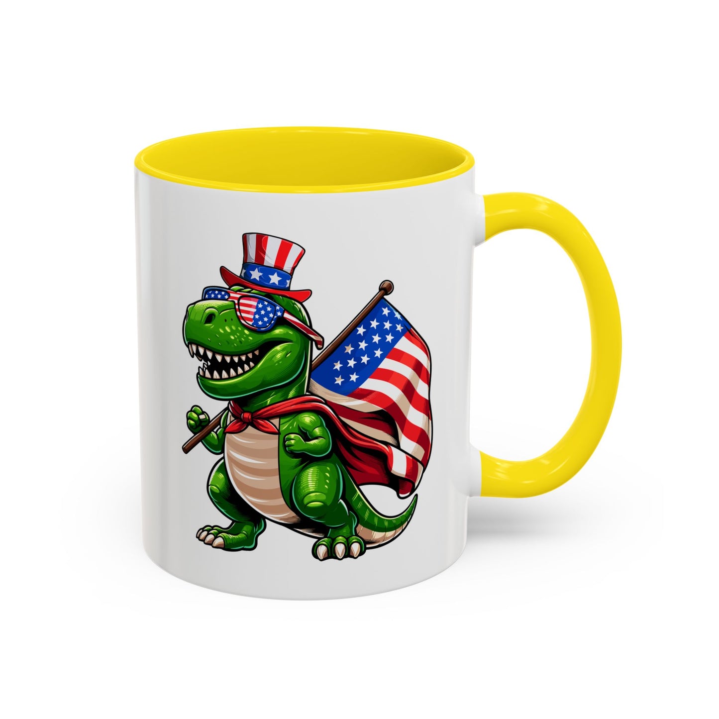 4th of July Mug - T Rex Dinosaur USA Flag
