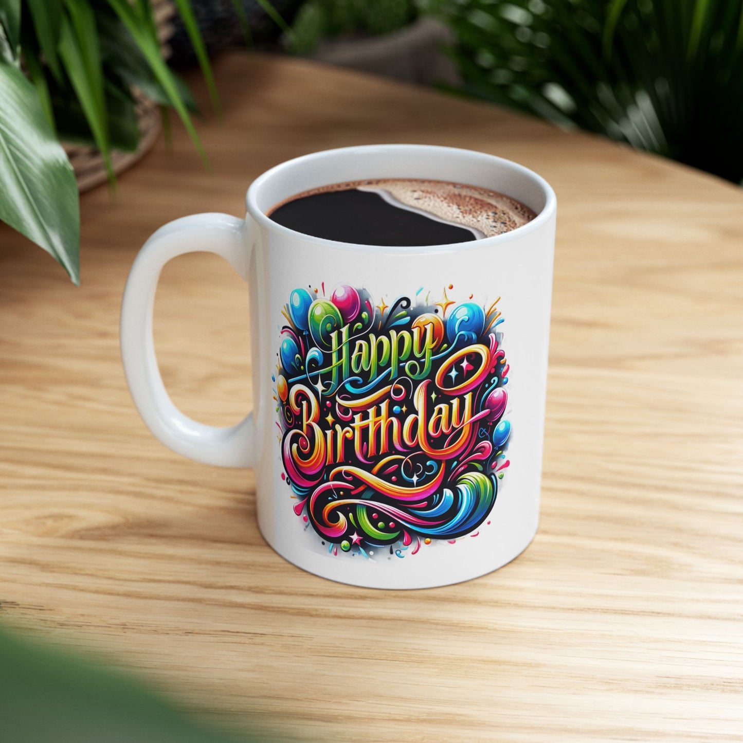 Birthday Mug - Happy Birthday Swish