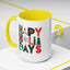 Christmas Mug - Happy Holidays Green Red & Blue Decorative Text