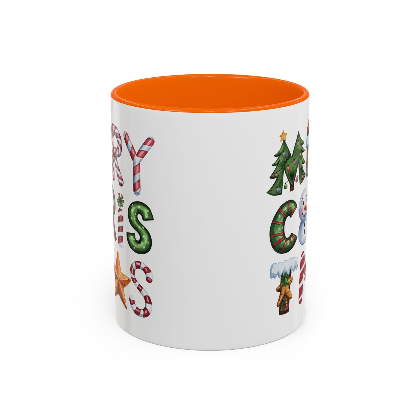 Christmas Mug - Merry Christmas Green Red & Gold Patterned Text