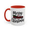 Christmas Mug - Merry Christmas Black Text Tartan Truck