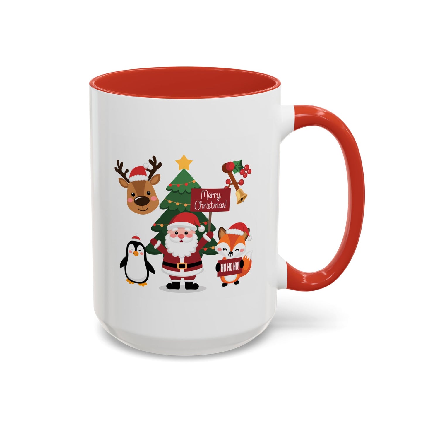 Christmas - Merry Christmas White Text Santa Reindeer Penguin Fox