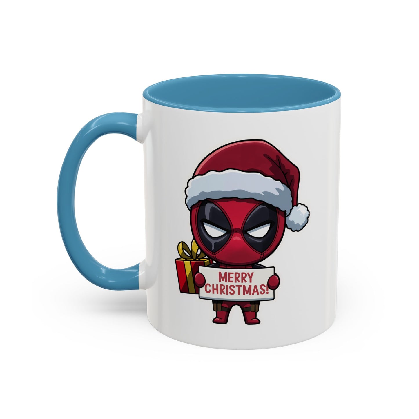 Christmas Mug - Merry Christmas Red Text Superhero