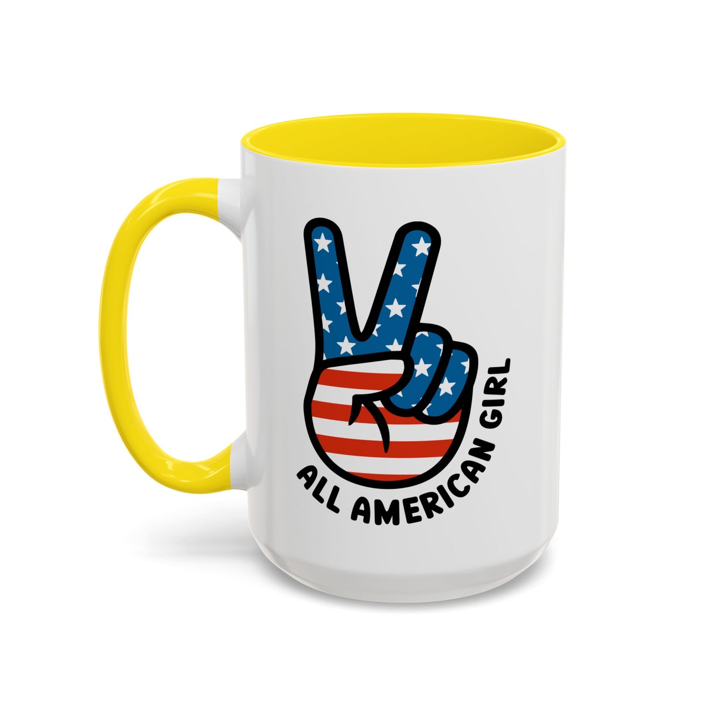 4th of July Mug - All American Girl Peace Sign
