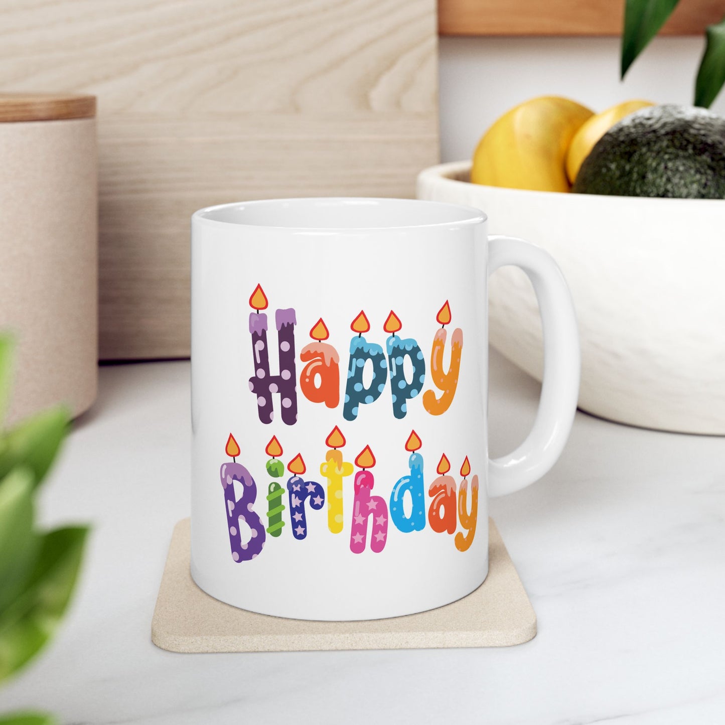 Birthday Mug - Happy Birthday Letter Candles