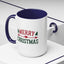 Christmas Mug - Merry Christmas Red & Green Text Heart Arrow Trees