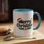 Christmas Mug - Merry Christmas Black Text Hat Cane Misletoe